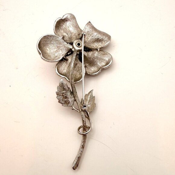 VTG Sarah Coventry Silver Tone Pink Rhinestone Flower Brooch – Large Statement F - Picture 3 of 7